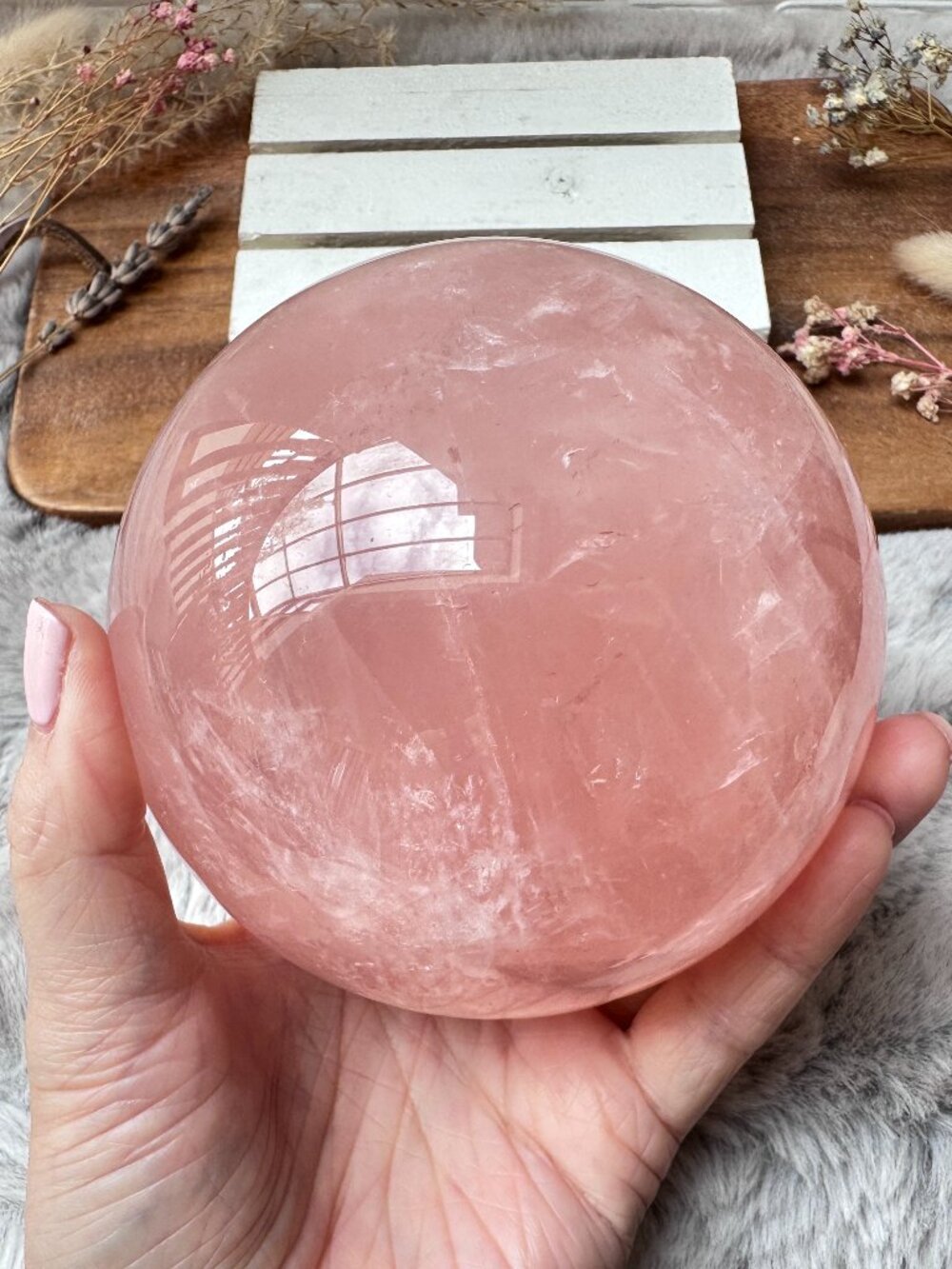 Gorgeous 1.42kg Large Rose Quartz Sphere